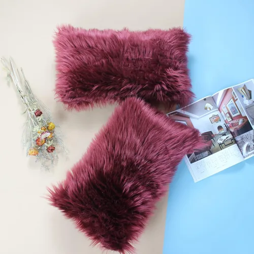 Miniatura 24 de OYIMUA Juego de 2 fundas de almohada decorativas esponjosas de 18 x 18 pulgadas, fundas de almohada lujosas de piel sintética de granja
