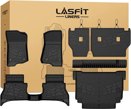 Miniatura 12 de LASFIT Alfombrillas de Piso para Jeep Grand Cherokee L 2021-2025 (SOLO para 6 Asientos Sin Consola Central) Revestimientos de Piso de Automóvil
