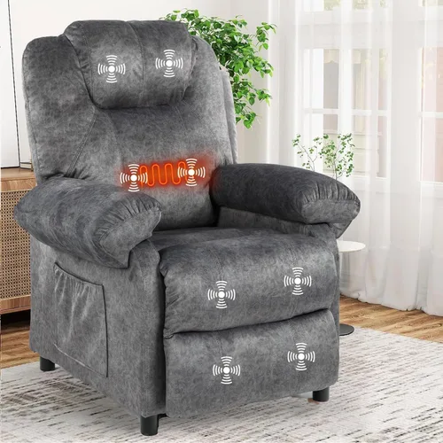 Sillas reclinables de masaje con calor para adultos, silla reclinable de tela, silla reclinable manual pequeña para lugares pequeños, asiento de