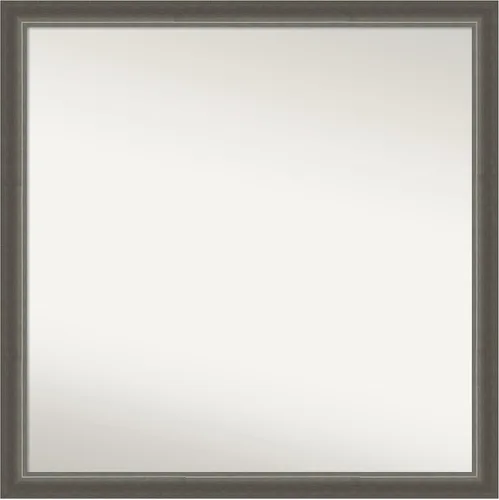 Miniatura 368 de Amanti Art Espejo de baño plateado para sobre fregadero, 25 x 25 pulgadas, espejo de tocador cuadrado estrecho de níquel cepillado, marco de madera