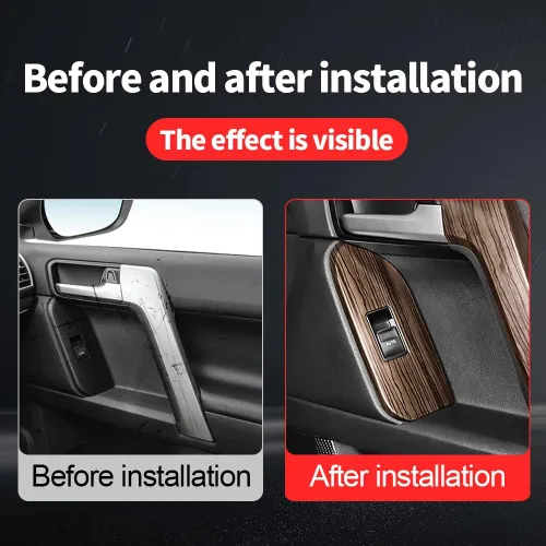 Miniatura 3 de Manija de puerta con textura de madera para Toyota Land Cruiser Prado 150 Panel de elevación de ventana Lc150 2010-2022 Accesorios de actualización