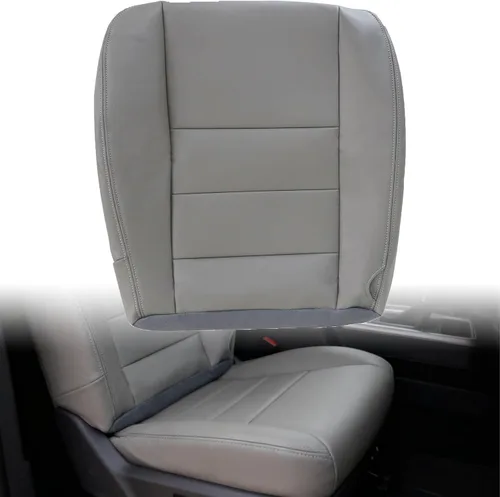 Fundas de asiento inferiores del lado del conductor de cuero de microfibra gris aptas para F250 F350 F450 F550 Super Duty, Lariat XL, FX4 y XLT,