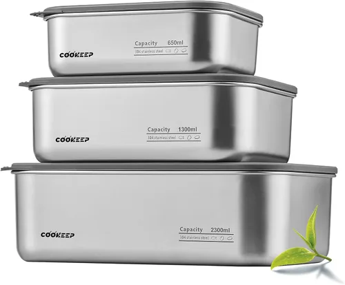 Miniatura 10 de Recipientes de alimentos de acero inoxidable de 22 oz/22.0 fl oz, recipientes de acero inoxidable con tapas, recipientes para aperitivos, lonchera