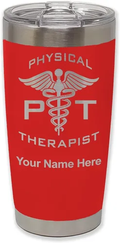 Miniatura 27 de LaserGram PT Physical Therapeut, vaso aislado al vacío de 20 onzas, grabado personalizado incluido (negro)