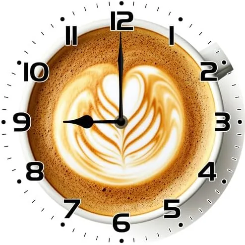 FemiaD Relojes de pared capuchino reloj de pared con manecilla de hora negra de 10 pulgadas, redondo, de madera, funciona con pilas, silencioso, sin