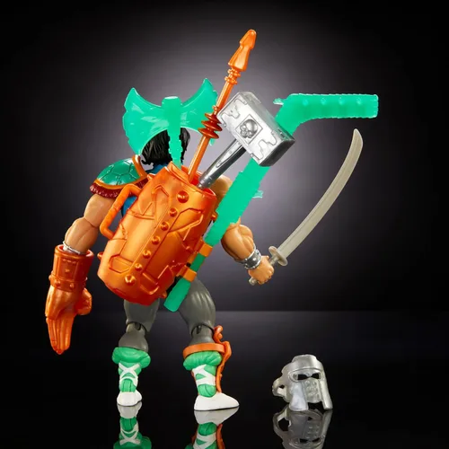 Miniatura 6 de Masters of the Universe Origins Tortugas de Grayskull Casey Jones Figura de acción de juguete, 16 articulaciones, armadura y armas, cruce entre TMNT