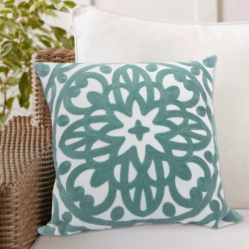 Miniatura 6 de Alysheer Funda de almohada decorativa bordada de 18 x 18 pulgadas, acogedora y fresca funda de cojín bohemia con diseño de mandala chic de punto