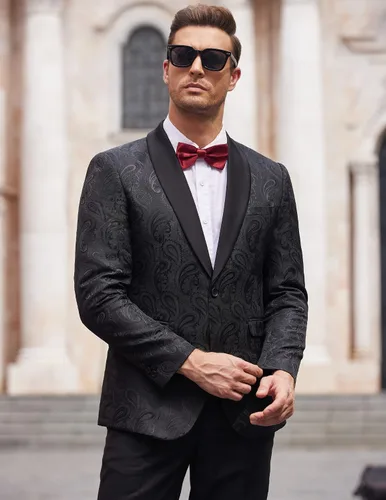 Miniatura 2 de COOFANDY Chaqueta de Esmoquin Floral para Hombre con Solapa de Chal Paisley, Chaqueta Blazer para Cena, Baile de Graduación, Boda