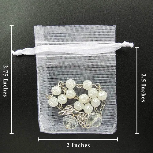 Miniatura 6 de Recuerditos de bautismo, 12 unidades, mini rosarios de ángel, bautizo, primera comunión, recuerditos, bautizo, regalo para invitados con bolsas