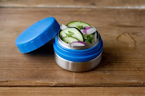 Miniatura 9 de LunchBots recipientes redondos a prueba de derrames, de 4 oz. Frasco inoxidable contenedor de refrigerios., juego de 2, Azul