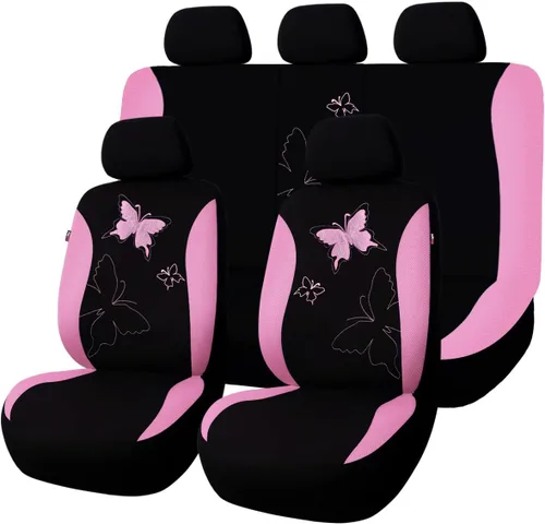 Miniatura 31 de Flying Banner - Juego completo de fundas para asiento de automóvil Butterfly, estilo universal de moda para mujer, para banco trasero (divisible)