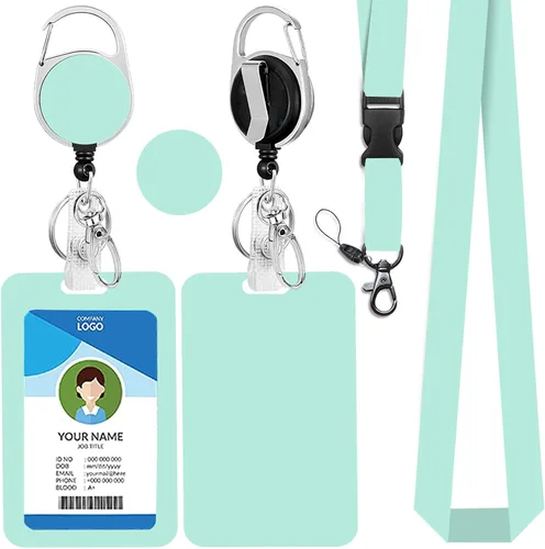 Miniatura 28 de Cordones azul bebé para llaves Portador de Insignias, Carrete de Insignias Retráctil con Clip de Mosquetón y Cordón Desmontable, Linda Tarjeta