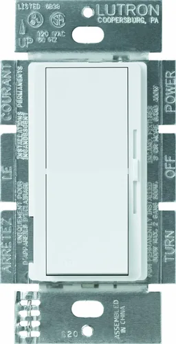 Miniatura 8 de Lutron DVSCELV-300P-BI Diva - Regulador electrónico de bajo voltaje de 300 vatios de un solo polo, galleta