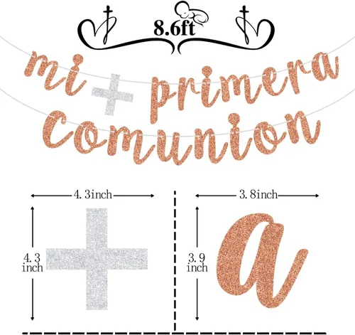 Miniatura 2 de Cartel Mi Primera Comuniòn – Decoración de banderines religiosos para el bautismo del bebé/primera comunión – Dios bendiga a este niño, suministros