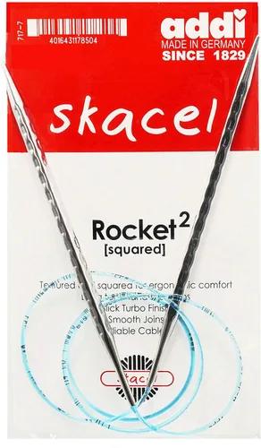 Miniatura 2 de addi Rocket 2 - Aguja de tejer circular ergonómica cuadrada de 32 pulgadas (80cm) US 0 (2mm), acabado texturizado, bordes redondeados, puntas