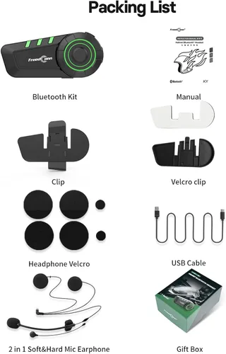 Miniatura 7 de FreedConn Auriculares Bluetooth KY para motocicleta, casco Bluetooth, intercomunicador, sistemas de comunicación de motocicleta con cancelación