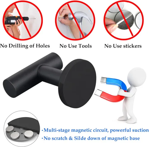 Miniatura 4 de ULIBERMAGNET Ganchos magnéticos fuertes para abrigo, gancho de imanes recubiertos de goma resistente para metal, puerta, parrilla, refrigerador