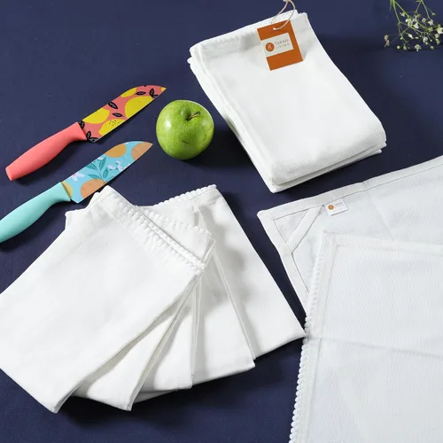 Miniatura 3 de TARAN LIVING Juego de toallas de cocina blancas de 18 x 28 pulgadas, paquete de 6 paños de cocina de tela de algodón, suaves y absorbentes, lavables