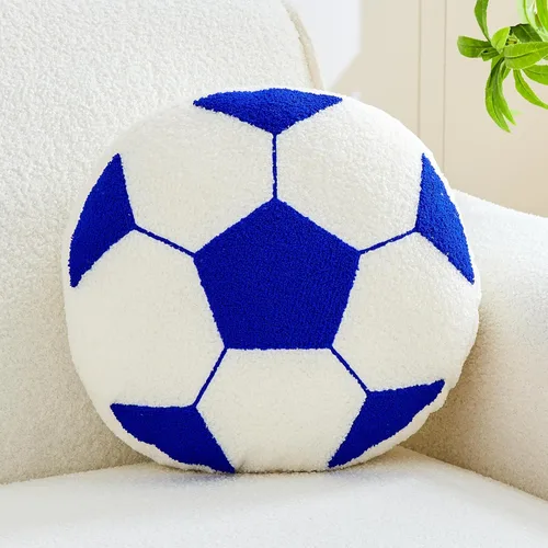 Miniatura 9 de Uvvyui Almohada de fútbol de fútbol con forma redonda, decorativa para decoración de habitación, cojín de felpa para sofá y dormitorio