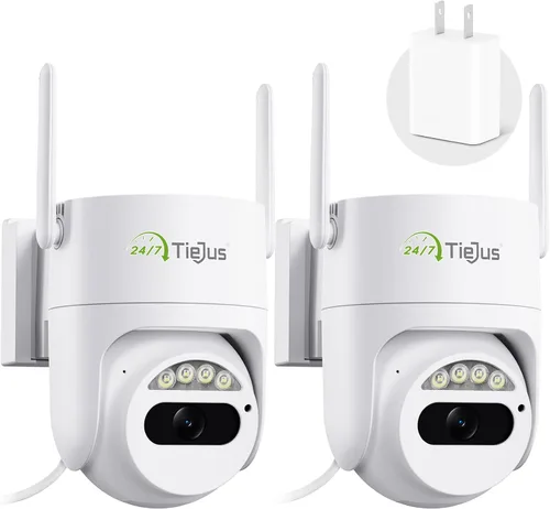 Miniatura 10 de Cámara de seguridad 5G/2.4G para exteriores, cámaras con cable de 3MP grabación 24/7, alimentación enchufable, vista de 360°, seguimiento automático