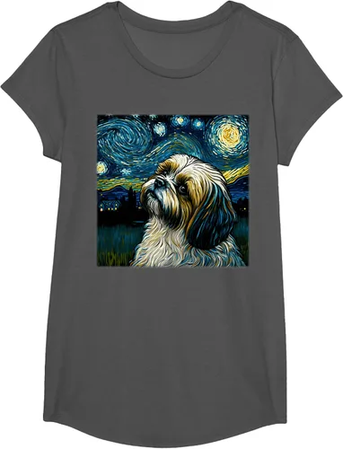 Miniatura 30 de Camiseta Surrealism Starry Night Shih Tzu Dog