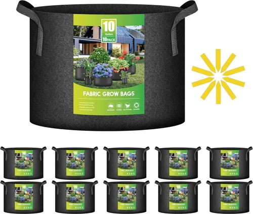 Miniatura 30 de iPower Paquete de 10 bolsas de cultivo de 3 galones, macetas de tela no tejida, contenedor de aireación con asas de correa para jardín y plantación