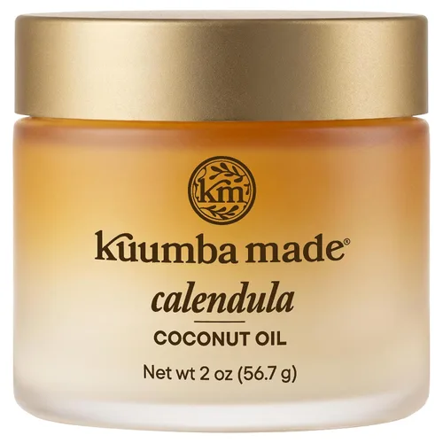 Kuumba Made Aceite de coco de caléndula con infusión botánica, hidratante diario orgánico para piel y mascarilla nutritiva para el cabello, 2 onzas