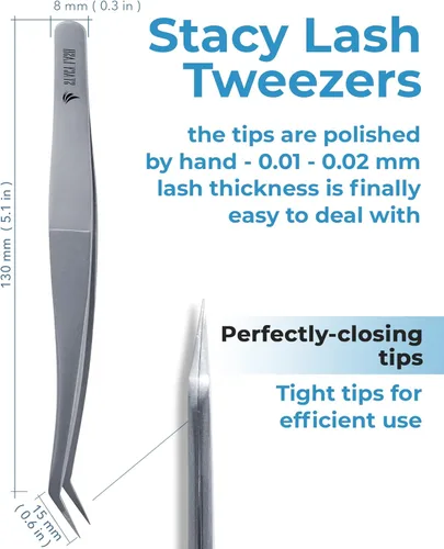 Miniatura 2 de Stacy Lash STL-12 Pinzas de extensión de pestañas curvas/Herramientas de precisión para extensiones clásicas y de volumen y abanicos Stl-12 Curvo