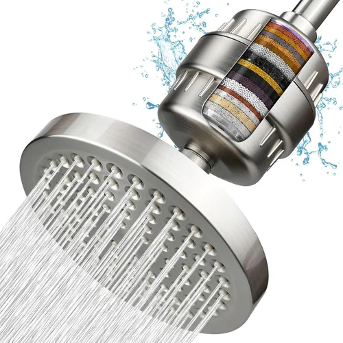 Miniatura 9 de Cabezal de ducha filtrado, juego de filtros de cabezal de ducha de lluvia de alta presión para agua dura, elimina el cloro y las sustancias nocivas