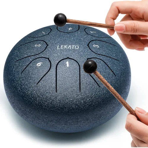 Miniatura 12 de Tambor de Lengua de Acero de 13 Pulgadas 15 Notas, LEKATO Tambor de Acero Clave C Principiante/Profesional Zen Tambor de Percusión para Meditación