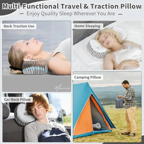 Miniatura 7 de Almohada de apoyo para el cuello, almohada cervical de espuma viscoelástica, dispositivo de tracción cervical, almohada cervical para dormir