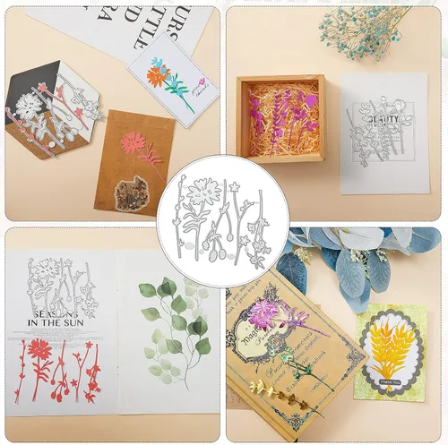 Miniatura 6 de 24 troqueles de corte de metal con diseño de flores silvestres, plantillas de estampado de hojas de flores para hacer tarjetas, Acción de Gracias