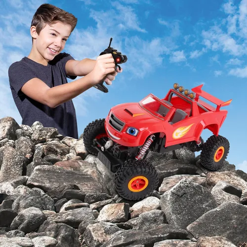 Miniatura 5 de NKOK Blaze & The Monster Machines: RC Rock Crawler - Blaze Monster Camión 4x4 con control remoto, escala 1:16, 2.4 Ghz, listo para funcionar (6501)
