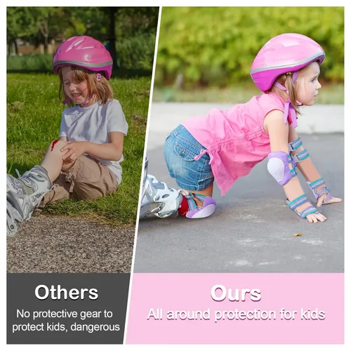 Miniatura 2 de FIODAY Rodilleras para Niños Rodilleras y Coderas Muñequeras Conjunto de Equipo Protector Ajustable para Niñas Niños Patinaje en Línea Ciclismo