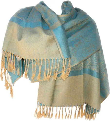 Miniatura 4 de SILVERFEVER - Chal vintage para mujer, estampado de cachemira jacquard, pashmina, para ocasiones especiales, bufanda de noche, estola de doble cara