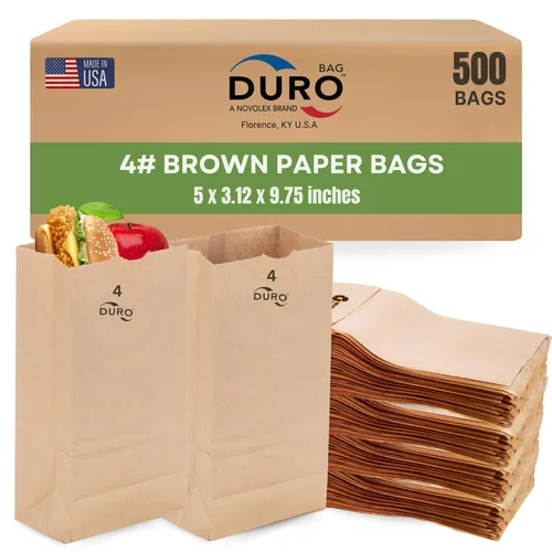 Duro ID# 18404 4# bolsa SOS 30# papel kraft natural 100 % reciclado, 5 x 3-1/3 x 9 x 3/4 pulgadas, 500 unidades
