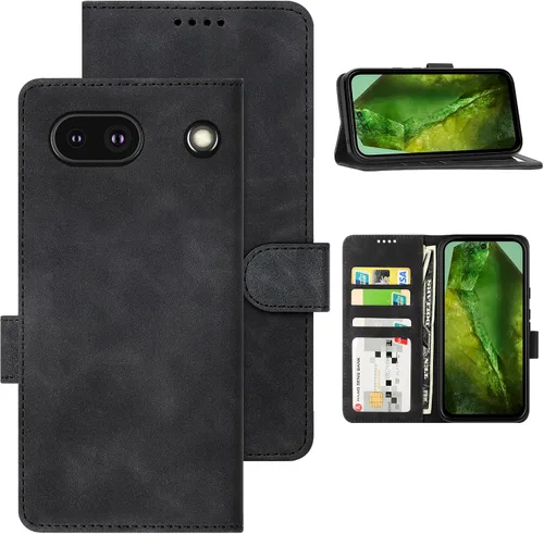 Miniatura 17 de Funda tipo cartera con tapa para Google Pixel 6a, [piel sintética + parachoques de TPU] [3 ranuras para tarjetas] [función de soporte]