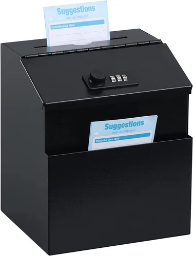 Miniatura 9 de Caja de metal para colección benéfica segura con ranura y montaje en pared, caja de caída de 8.5 x 6.5 x 4 pulgadas para el hogar y la oficina Blanco