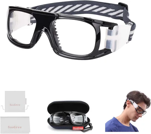 Miniatura 24 de SooGree Sports Glasses - Racquetball Goggles Basketball Football Eye Protective Almohadilla de nariz blanca con marco gris G8042