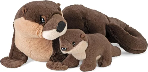 Wild Republic Mom and Baby River Nutria, animal de peluche, 12 pulgadas, regalo para niños, juguete de peluche, botellas de agua recicladas
