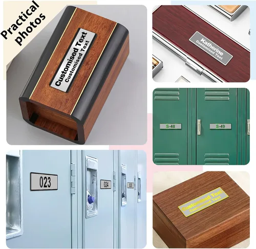 Miniatura 2 de Placa de identificación personalizada grabada con parte trasera adhesiva, placa conmemorativa personalizada de acero inoxidable, placa de nombre