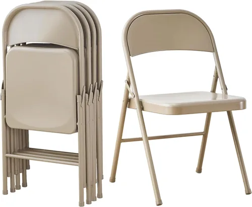 Miniatura 16 de KAIHAOWIN Paquete de 2 sillas plegables, asiento acolchado de vinilo, fácil almacenamiento, apilable, asiento comercial Morden con marco de metal