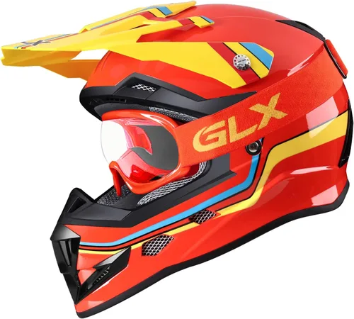 Miniatura 4 de GLX GX623 - Combo de casco de motocross y ATV para jóvenes, rojo retro, talla S, DOT Rojo (Retro Red)