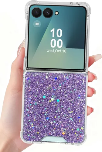 Miniatura 23 de Funda para Samsung Galaxy Z Flip 3 con purpurina, bonita funda transparente con diseño, brillante, reflectante, con destellos, cubierta de teléfono
