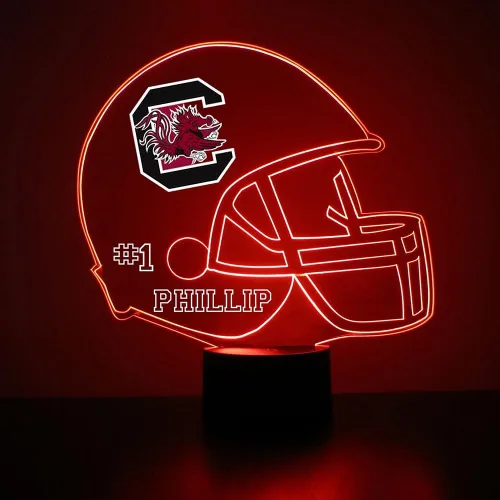 Miniatura 31 de Lámpara nocturna con señal LED personalizada de casco de fútbol de la Universidad de Alabama Crimson Tide con nombre o imagen personalizada