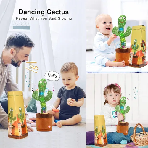 Miniatura 2 de Emoin - Juguete de cactus que baila y habla para bebés, niños y niñas, juguetes de cactus que cantan, imitan, graban y repiten lo que dices