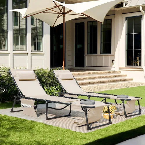 Miniatura 5 de Flamaker Silla Tumbona boca abajo ajustable de 5 posiciones para tomar el sol, silla de bronceado plegable con agujeros para la cara y los brazos