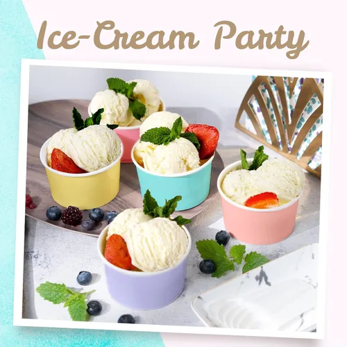 Miniatura 2 de MATICAN Vasos de papel para helado, paquete de 100 cuencos desechables de postre de 5.5 onzas para bebidas calientes y frías, 5.5 onzas, 5