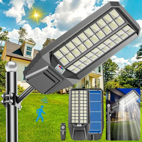 Miniatura 11 de Luz solar de calle de 9500 W para exteriores, impermeable, IP67, 240000 lúmenes, luces solares de estacionamiento del atardecer al amanecer, sensor