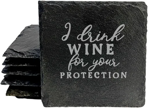 Miniatura 18 de Wine Not? Hilarious Drinking Wine is My Hobby Slate Coasters - Round Slate - Set of 8 Drinking Wine is Not My Habit